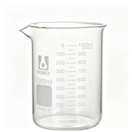 Professional Low Form Griffin Beaker Double Scale Graduation Borosilicate 3.3 Glass Beaded Rim Autoclavable Laboratory Grade