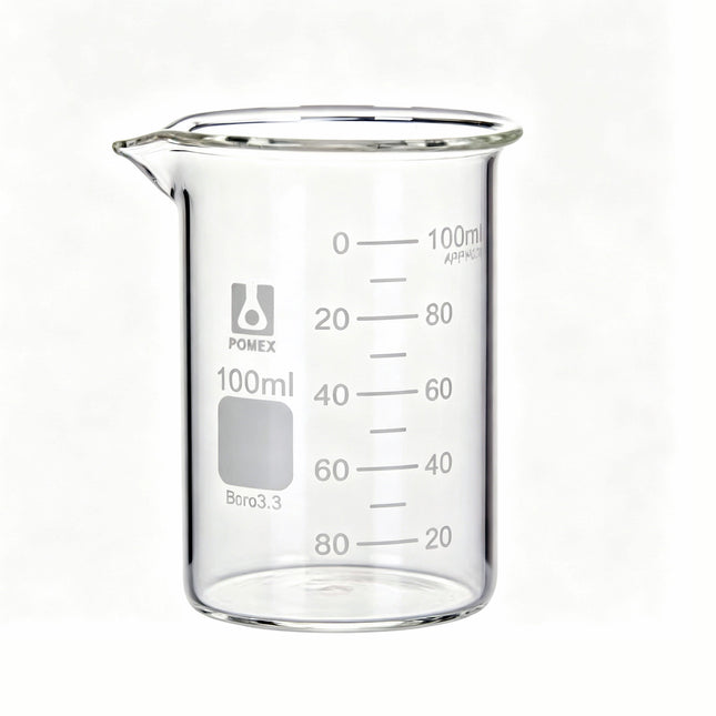 Professional Low Form Griffin Beaker Double Scale Graduation Borosilicate 3.3 Glass Beaded Rim Autoclavable Laboratory Grade