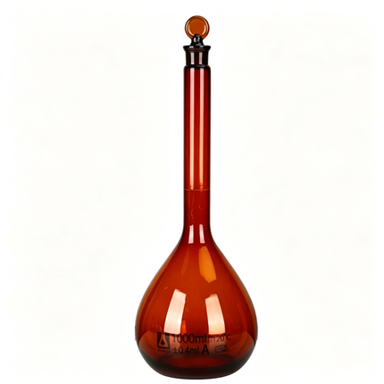 Professional Glass Volumetric Flask Amber with Ground Stopper Borosilicate 3.3 Class A Heavy Wall Laboratory Grade