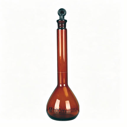 Professional Glass Volumetric Flask Amber with Ground Stopper Borosilicate 3.3 Class A Heavy Wall Laboratory Grade