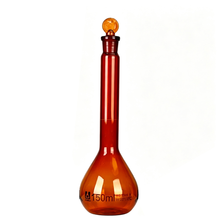 Professional Glass Volumetric Flask Amber with Ground Stopper Borosilicate 3.3 Class A Heavy Wall Laboratory Grade
