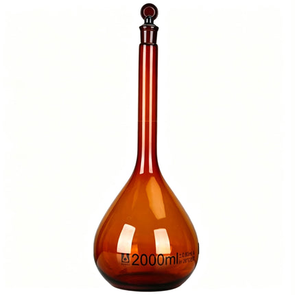 Professional Glass Volumetric Flask Amber with Ground Stopper Borosilicate 3.3 Class A Heavy Wall Laboratory Grade