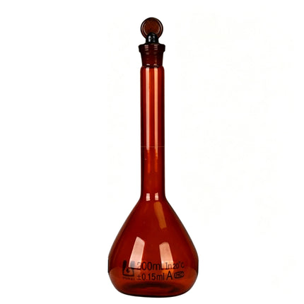 Professional Glass Volumetric Flask Amber with Ground Stopper Borosilicate 3.3 Class A Heavy Wall Laboratory Grade