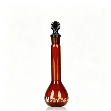 Professional Glass Volumetric Flask Amber with Ground Stopper Borosilicate 3.3 Class A Heavy Wall Laboratory Grade