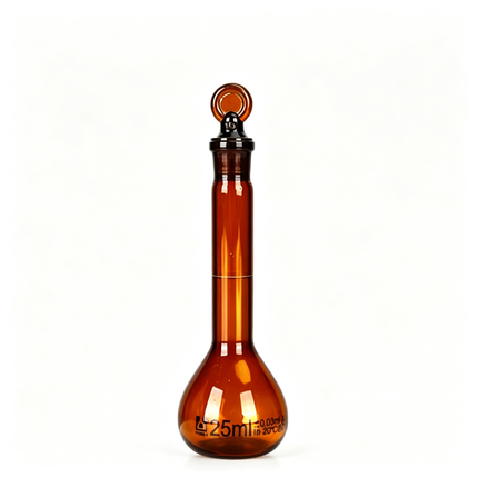 Professional Glass Volumetric Flask Amber with Ground Stopper Borosilicate 3.3 Class A Heavy Wall Laboratory Grade
