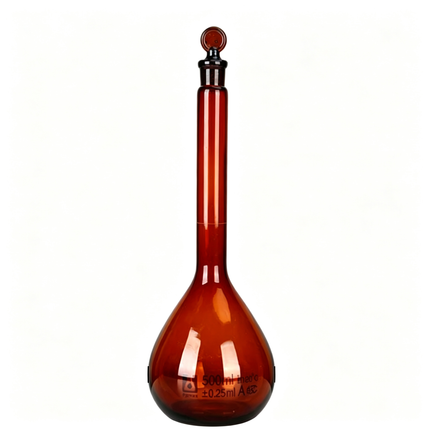 Professional Glass Volumetric Flask Amber with Ground Stopper Borosilicate 3.3 Class A Heavy Wall Laboratory Grade