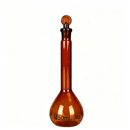 Professional Glass Volumetric Flask Amber with Ground Stopper Borosilicate 3.3 Class A Heavy Wall Laboratory Grade