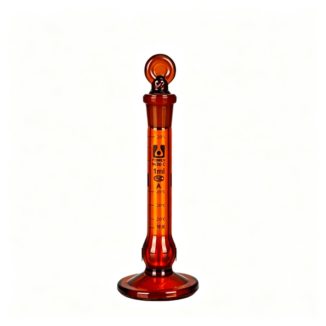 Laboratory Glass Volumetric Flask Amber with Base Ground Stopper 1ml 2ml 5ml 10ml