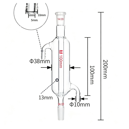Professional Laboratory Glass Liebig Condenser Lab Chemistry Distillation Column 14/20 Joint