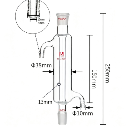 Laboratory Borosilicate 3.3 Glass Liebig Condenser Lab Chemistry Distillation Column 19/22 Joint