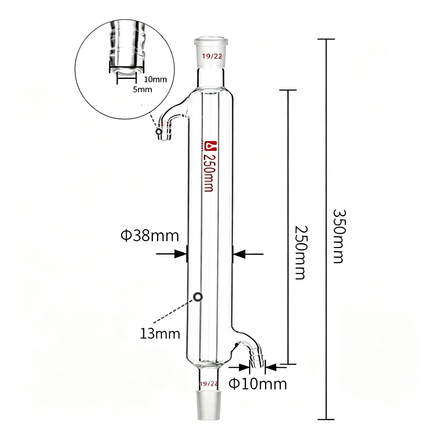 Laboratory Borosilicate 3.3 Glass Liebig Condenser Lab Chemistry Distillation Column 19/22 Joint