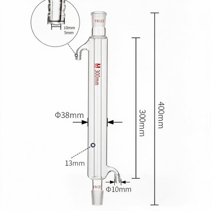 Laboratory Borosilicate 3.3 Glass Liebig Condenser Lab Chemistry Distillation Column 19/22 Joint
