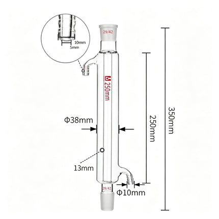 Lab Liebig Condenser Distillation Column Boro 3.3 Glass 29/42 Conical Joint