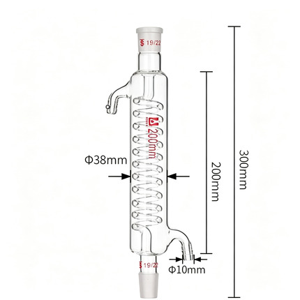 Graham Condenser Serpentine Condenser Spiral Condenser Lab Borosilicate 3.3 Glass 19/22 Joint