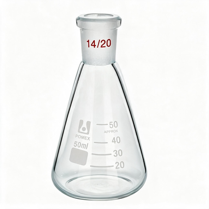 Laboratory Glassware Borosilicate Graduation Erlenmeyer Flask with 14/20 Joint 10ml 50ml
