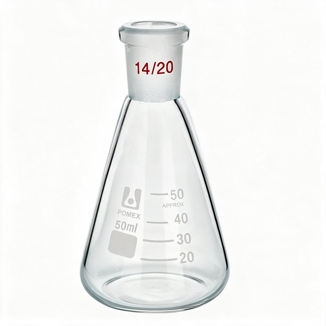 Laboratory Glassware Borosilicate Graduation Erlenmeyer Flask with 14/20 Joint 10ml 50ml