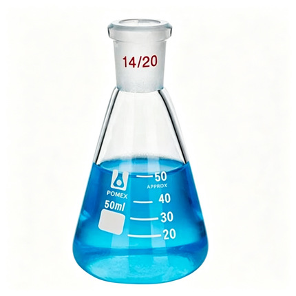 Laboratory Glassware Borosilicate Graduation Erlenmeyer Flask with 14/20 Joint 10ml 50ml