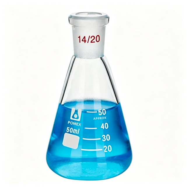 Laboratory Glassware Borosilicate Graduation Erlenmeyer Flask with 14/20 Joint 10ml 50ml