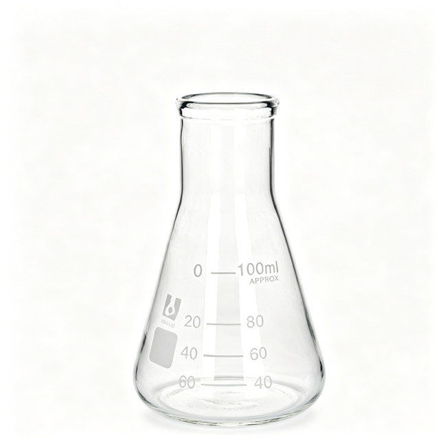 Borosilicate Glass Erlenmeyer Conical Flask Narrow Reinforced Rim Capacity 10ml to 10000ml