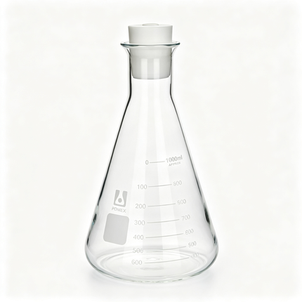 Borosilicate 3.3 Wide Mouth Conical Flask with Stopper 50ml to 5000ml