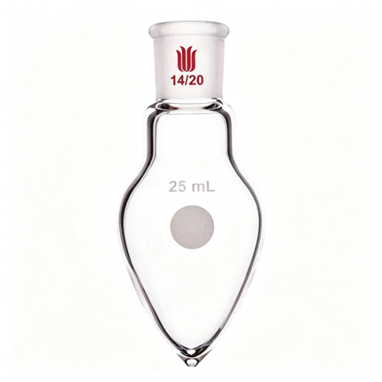 Single Neck Borosilicate Glass Pear Shaped Lab Flask Rotary Evaporator Flask With 14/20 Outer Joint 25ml 50ml 100ml