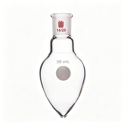 Single Neck Borosilicate Glass Pear Shaped Lab Flask Rotary Evaporator Flask With 14/20 Outer Joint 25ml 50ml 100ml