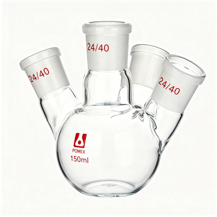 4 Bevel Neck Round Bottom Lab Flask Boiling RBF Borosilicate Glass with 24/40 Standard Taper Outer Joint