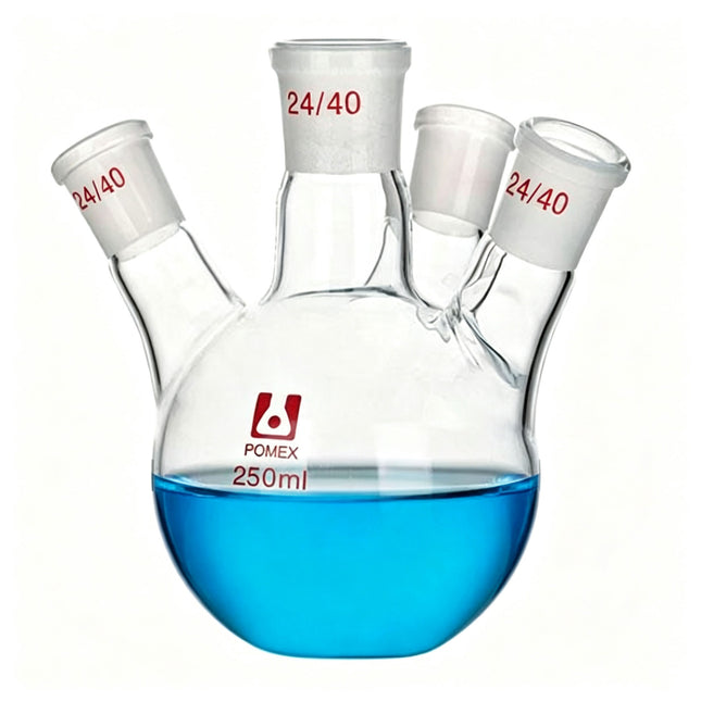 4 Bevel Neck Round Bottom Lab Flask Boiling RBF Borosilicate Glass with 24/40 Standard Taper Outer Joint