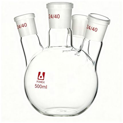 4 Bevel Neck Round Bottom Lab Flask Boiling RBF Borosilicate Glass with 24/40 Standard Taper Outer Joint
