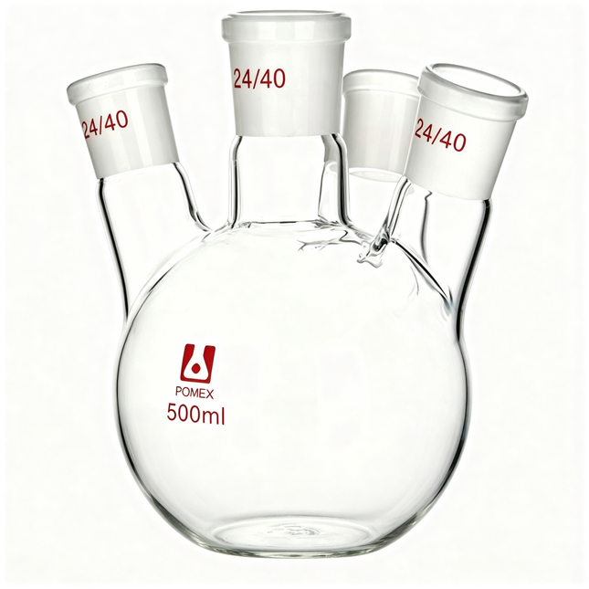 4 Bevel Neck Round Bottom Lab Flask Boiling RBF Borosilicate Glass with 24/40 Standard Taper Outer Joint