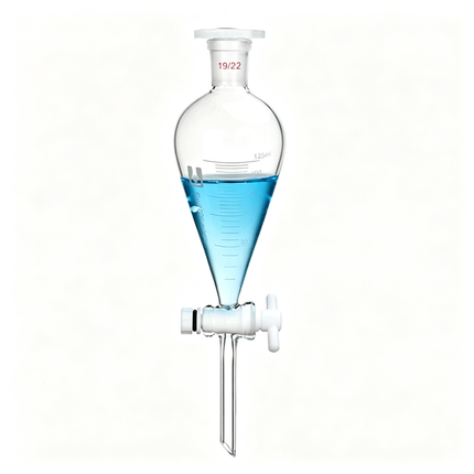 Graduated Separating Funnel with 19/22 Joint PTFE Stopcock Borosilicate Glass Heavy Wall 125ml