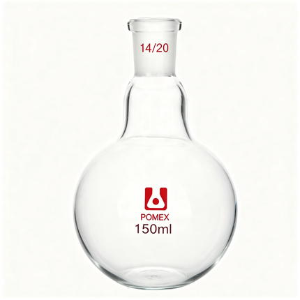 Glass Single Neck Round Bottom Flask with 14/20 Taper Outer Joint 150ml 50ml 25ml