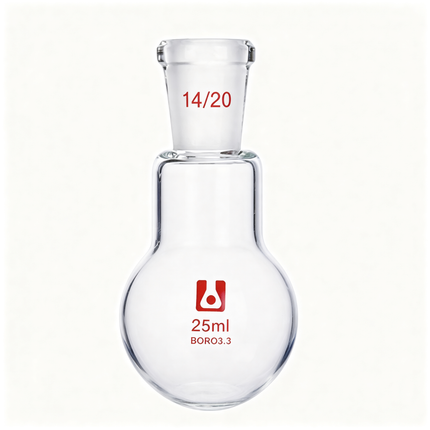 Glass Single Neck Round Bottom Flask with 14/20 Taper Outer Joint 150ml 50ml 25ml