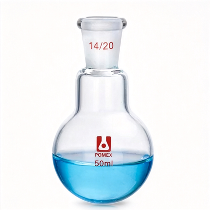 Glass Single Neck Round Bottom Flask with 14/20 Taper Outer Joint 150ml 50ml 25ml