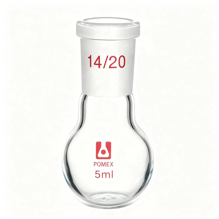 Glass Single Neck Round Bottom Flask with 14/20 Taper Outer Joint 150ml 50ml 25ml