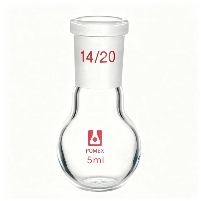 Glass Single Neck Round Bottom Flask with 14/20 Taper Outer Joint 150ml 50ml 25ml