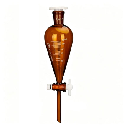 Amber Glass Conical Separation Funnel with PTFE Stopcock Lab Separating Funnel with 19/22 Joint