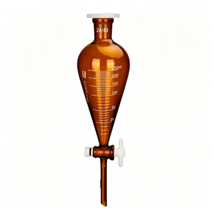 Amber Glass Conical Separatory Funnel PTFE Stopcock 24/40 Joint Light-Resistant Lab Separating Funnel