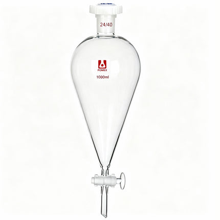 Lab Glassware Glass Conical Separatory Funnel with Glass Stopcock 24/40 Joint Liquid Extraction Separation