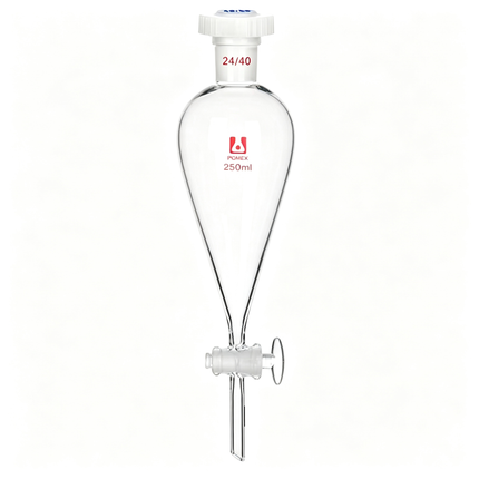 Lab Glassware Glass Conical Separatory Funnel with Glass Stopcock 24/40 Joint Liquid Extraction Separation