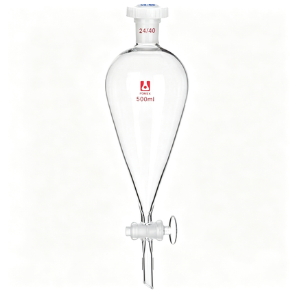 Lab Glassware Glass Conical Separatory Funnel with Glass Stopcock 24/40 Joint Liquid Extraction Separation