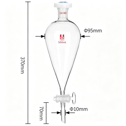 Lab Glassware Glass Conical Separatory Funnel with Glass Stopcock 24/40 Joint Liquid Extraction Separation
