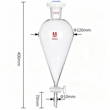 borosilicate glass 3.3 Lab Conical Separation Funnel with Glass Stopcock Lab Separating Funnel with 29/42 Joint