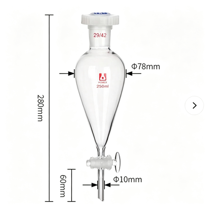 borosilicate glass 3.3 Lab Conical Separation Funnel with Glass Stopcock Lab Separating Funnel with 29/42 Joint