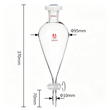borosilicate glass 3.3 Lab Conical Separation Funnel with Glass Stopcock Lab Separating Funnel with 29/42 Joint
