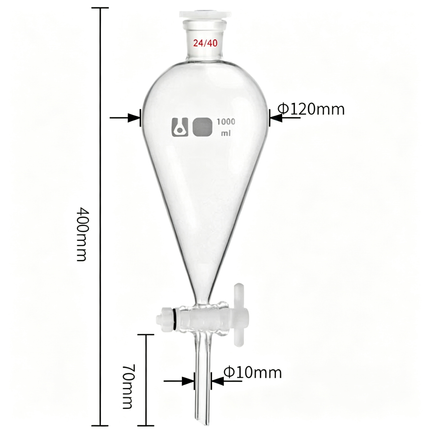 Borosilicate Glass Separatory Funnel Conical Lab Separation with 24/40 Joint PTFE Stopcock 250ml 500ml 1000ml