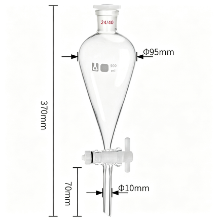 Borosilicate Glass Separatory Funnel Conical Lab Separation with 24/40 Joint PTFE Stopcock 250ml 500ml 1000ml