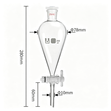 Glass Conical Separation Funnel with PTFE Stopcock Lab Separating Funnel with 29/42 Joint