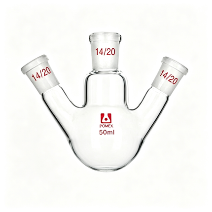 Three Neck Round Bottom Boiling Flask 14/20 Joints Borosilicate Lab Glassware 25ml 50ml