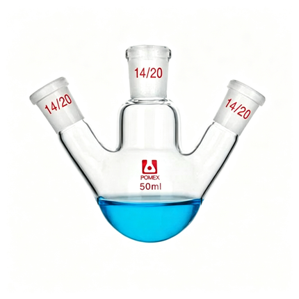 Three Neck Round Bottom Boiling Flask 14/20 Joints Borosilicate Lab Glassware 25ml 50ml